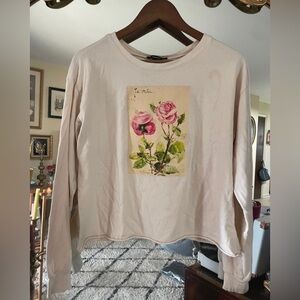 Botanical Floral Cream Sweatshirt Crewneck